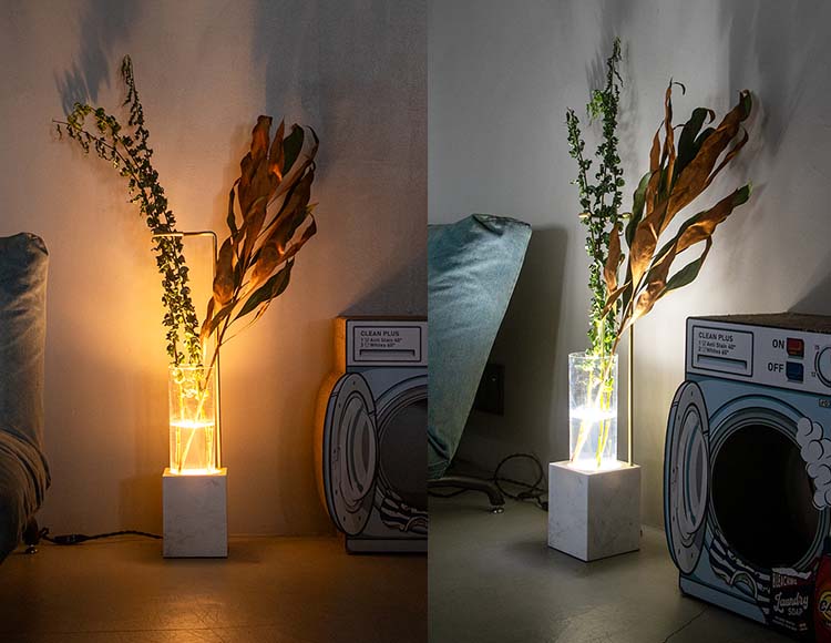 フラワーべースランプ ブラス リモコン付 LED電球対応
