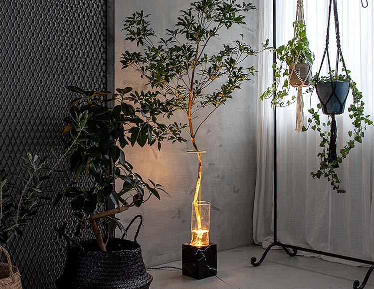 フラワーべースランプ シルバー リモコン付 LED電球対応