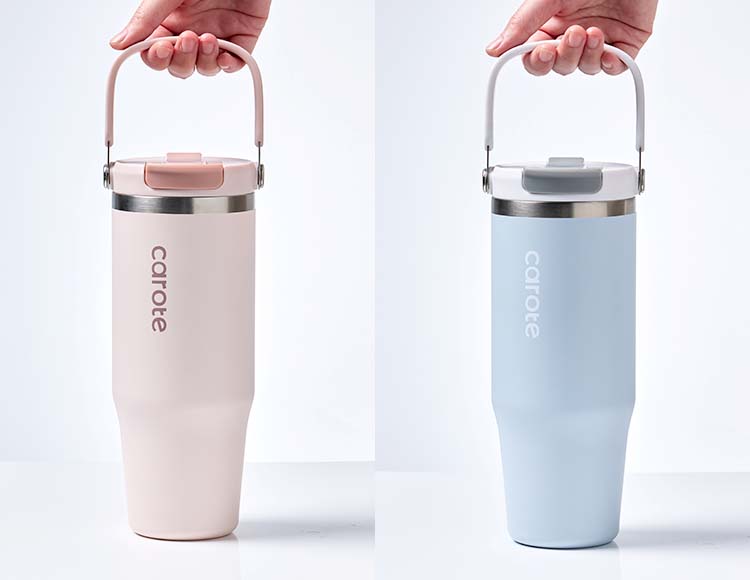 【公式販売店】CAROTE(カローテ) Catch Handle 大容量タンブラー ストロー付き 960ml 保温 保冷