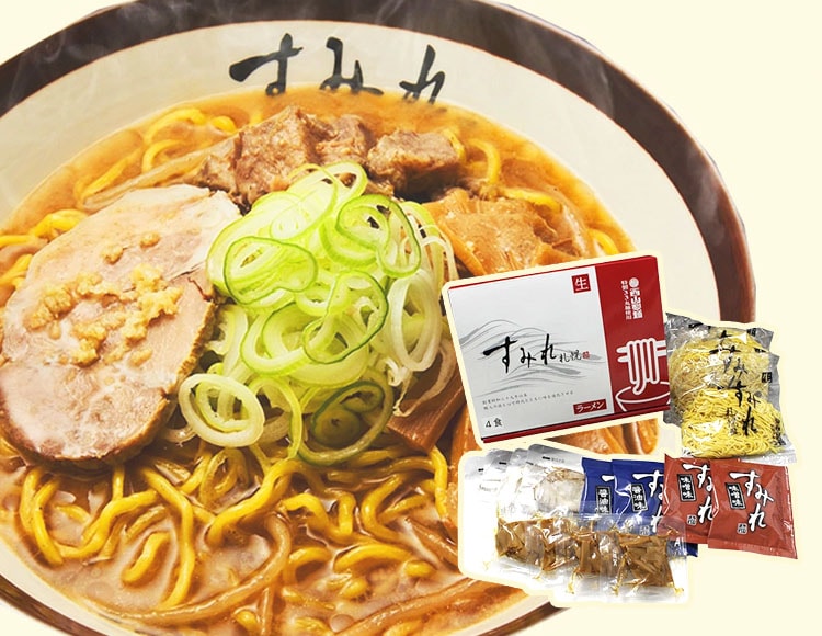 すみれ 生ラーメン 4食入セット 生麺 スープ メンマ チャーシュー付 ( 味噌味 醤油味 各2食 )