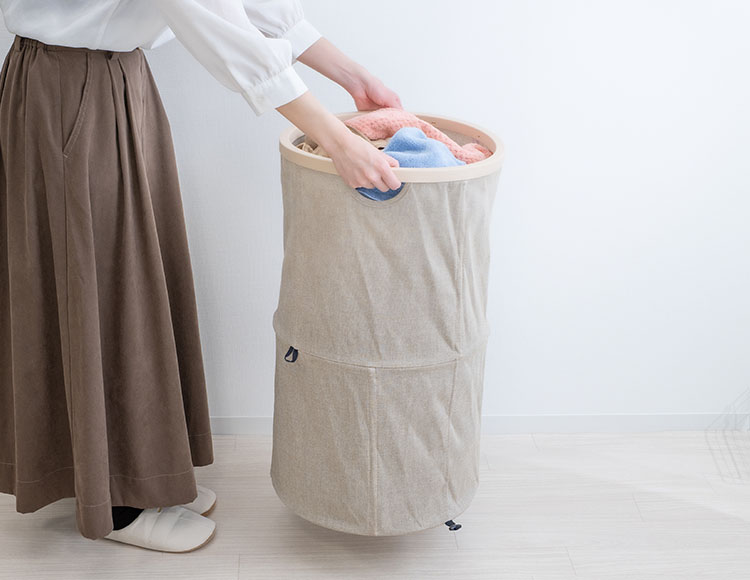 [一瞬で折りたためる] ツイストランドリーバスケット トールサイズ 容量73L