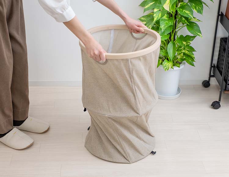 [一瞬で折りたためる] ツイストランドリーバスケット トールサイズ 容量73L