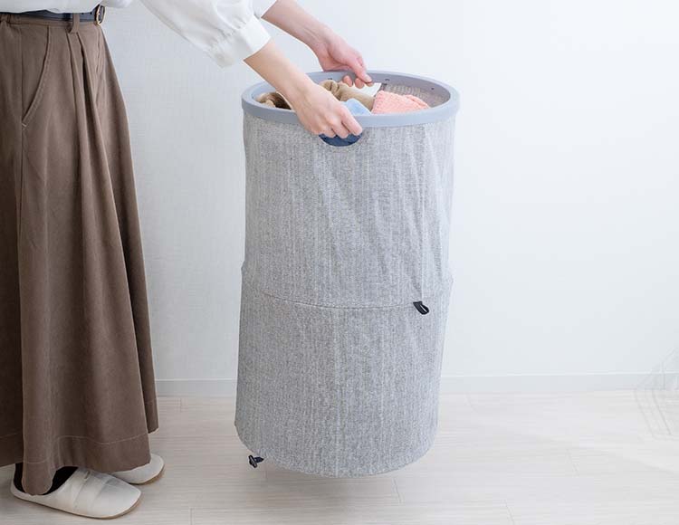 [一瞬で折りたためる] ツイストランドリーバスケット トールサイズ 容量73L