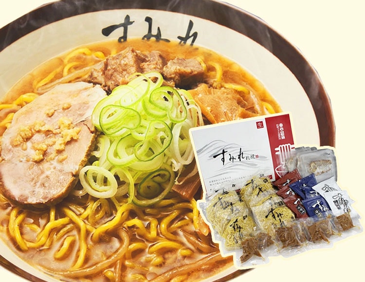 すみれ 生ラーメン 8食入セット 生麺 スープ メンマ チャーシュー付 ( 味噌味・醤油味 各3 塩味×2 )