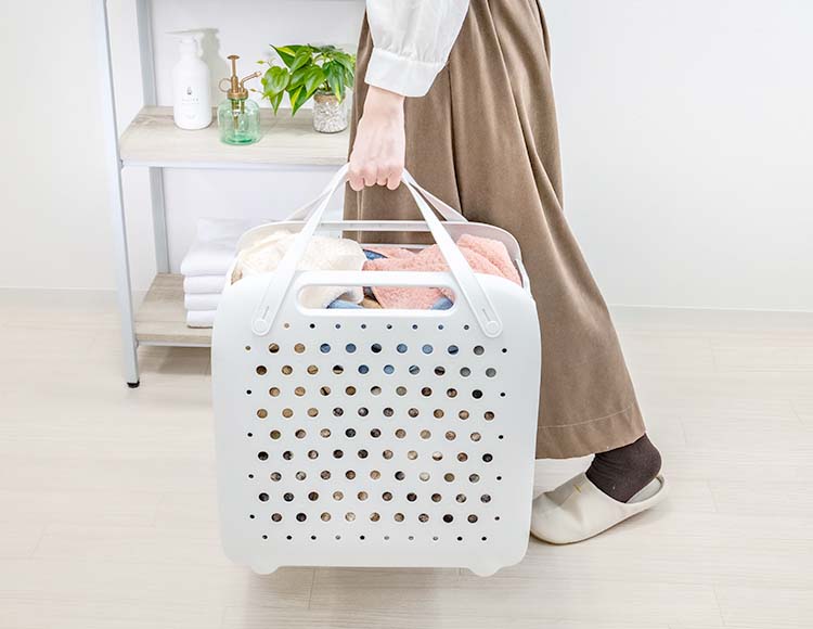 [コンパクト収納] 折りたたみハンディランドリーバスケット