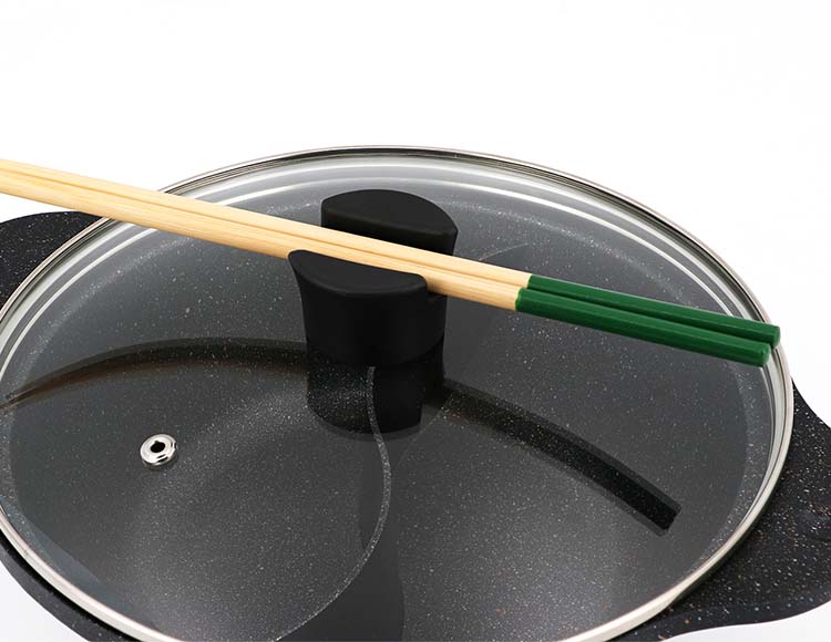 マーブルダイヤモンドコート 二食鍋 22cm 1-2人前 IH ガス火対応 ガラス蓋付