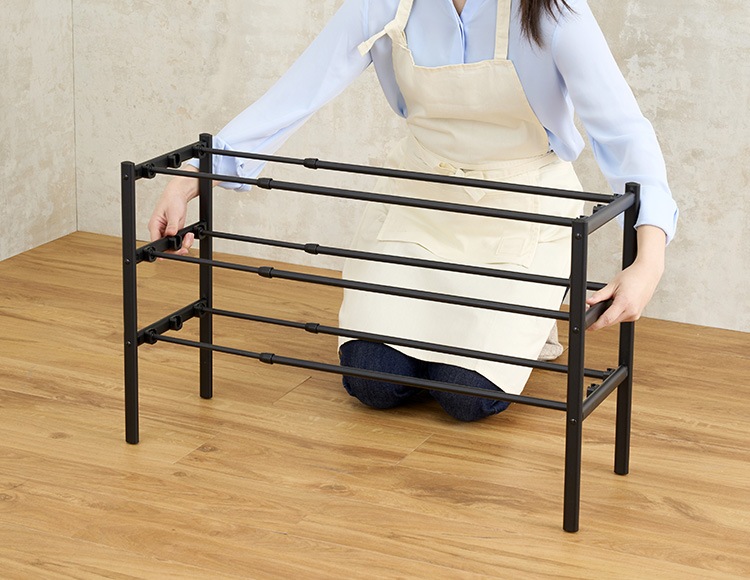 Quick Lock シューズラック 伸縮 幅56-75cm 工具不要 簡単組立