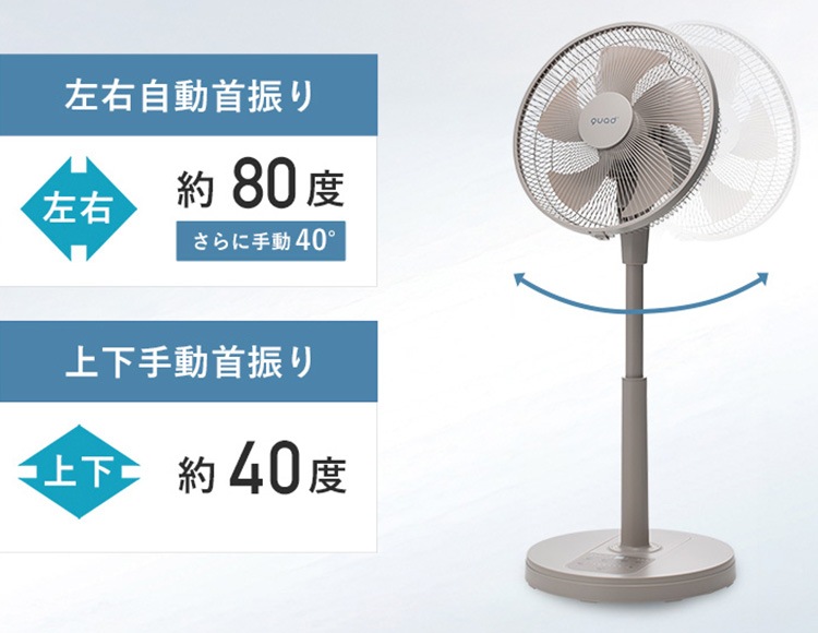 [数量限定] DCモーターで省電力 扇風機 リビングファン 風量設定12段階 ライトグレー