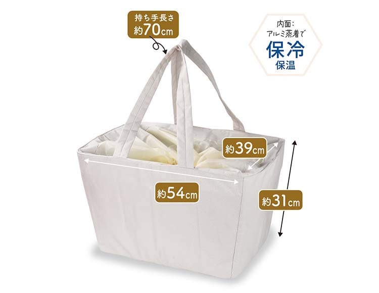 [レジかごすっぽり！] 保冷エコバッグ 大容量 巾着式