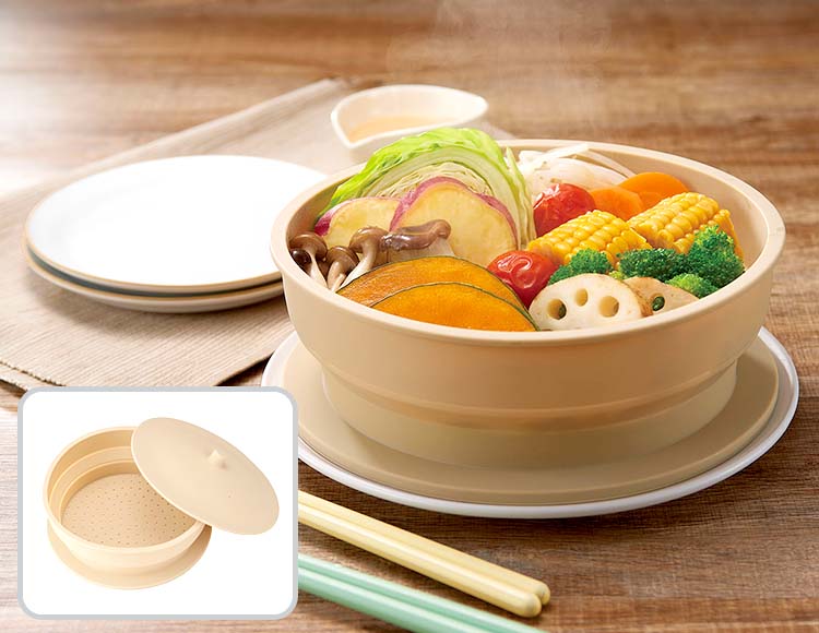 [鍋でもレンジでも] 折りたたみシリコンスチーマー 18~20cm 食洗機対応