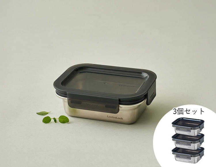 ロック&ロック ステンハード ステンレス保存容器 400ml 3個セット 電子レンジ オーブン 冷凍 食洗機対応 