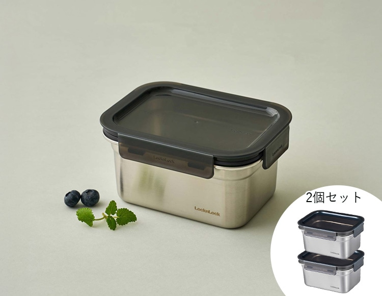 ロック&ロック ステンハード ステンレス保存容器 1L  2個セット 電子レンジ オーブン 冷凍 食洗機対応
