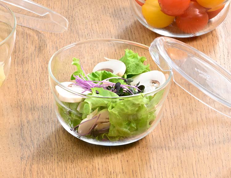 HARIO（ハリオ） ボウルップ 耐熱ガラス 保存ボウル 350ml・650ml 3個セット 食洗機 レンジ対応 日本製