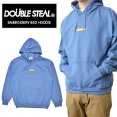 DOUBLE STEAL (���֥륹�ƥ�����) �ѡ����� EMBROIDERY BOX HOODIE �������å� �ե꡼�� Ĺµ ��� M-XL �֥롼 995-62035 ������̵���ۡڥ������