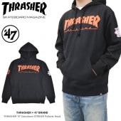 THRASHER ����å��㡼 �� 47BRAND (�ե����ƥ������֥� �֥���) �ѡ����� THRASHER '47 Crosstown STRIKER Pullover Hood �������å� �ե꡼�� �֥�å� S-XL ��� 432142 ������̵����