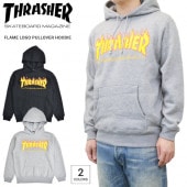 THRASHER スラッシャー パーカー FLAME LOGO PULLOVER HOODIE スウェット フリース フレイムロゴ ブラック グレー メンズ M-XL TH95130 【送料無料】【セ