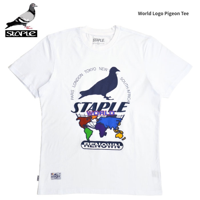 【新品·タグ付き】正規品 Dekopin Logo Tシャツ　XLサイズ　青 STAPLE ステイプル Tシャツ WORLD LOGO PIGEON TEE 半袖