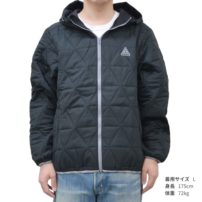 HUF ハフ ジャケット POLYGON QUILTED JACKET キルティングジャケット ナイロンジャケット アウター ブルゾン メンズ  S-XL ブラック JK00312 【送料無料】-NAKED-STORE 公式通販サイト