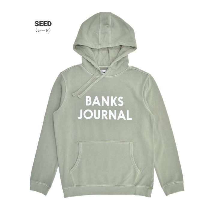 【美品】BANKS JOURNAL EMB OUTER／Lサイズ バンクス ジャーナル パーカー メンズ COOL PRINTED FLEECE HOODIE