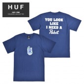 HUF ハフ Tシャツ PBR CRUSHED CAN S/S TEE 半袖 カットソー トップス メンズ S-XL ネイビー TS01738 【単品購入の場合はメール便発送】【送料無料】【セール】|