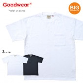 GOODWEAR グッドウェア Tシャツ BIG SILHOUETTE POCKET S/S TEE ポケT 半袖 トップス カットソー USAコットン メンズ M-XL ブラック ホワイト 2W7-