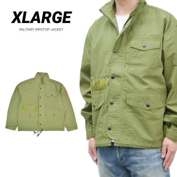 XLARGE エクストララージ ジャケット MILITARY RIPSTOP JACKET ミリタリー リップストップ ジャケット アウター ブルゾン  メンズ S-XL オリーブ 101221021008 【送料無料】-NAKED-STORE 公式通販サイト