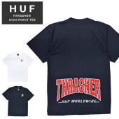 HUF × THRASHER ハフ × スラッシャー Tシャツ HIGH POINT S/S TEE 半袖 カットソー トップス メンズ M-XL ブラック ホワイト TS01919 【単品購入の場合