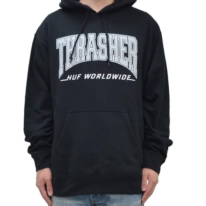 THRASHER×HUF白パーカー