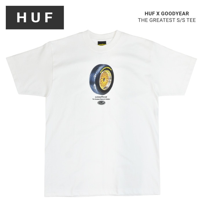 HUF × GOODYEAR ハフ × グッドイヤー Tシャツ THE GREATEST S/S TEE 半袖 カットソー トップス メンズ M-XL  ホワイト TS02119 【単品購入の場合はネコポス便発送】【送料無料】-NAKED-STORE 公式通販サイト