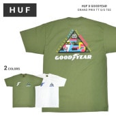 HUF × GOODYEAR ハフ × グッドイヤー Tシャツ GRAND PRIX TT S/S TEE 半袖 カットソー トップス メンズ M-XL ホワイト オリーブ TS02117 【単品購入