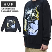 HUF  AVENGERS ϥ  ٥󥸥㡼 å THANOS EYE WASHED CREWNECK ե꡼ ȥ졼ʡ  M-XL ֥å PF00656 ̵ۡڥ