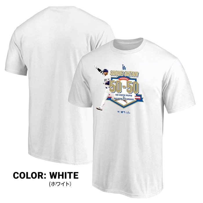 Fanatics �ե��ʥƥ����� T����� ��ë��ʿ 50-50 Club ã����ǰT����� ��� MLB �᥸�㡼�꡼�� �����󥼥륹���ɥ��㡼�� DODGERS ML01-24FW-0004 S-XL �ۥ磻�� �֥롼 ��ñ�ʹ����ξ��ϥ᡼����ȯ����