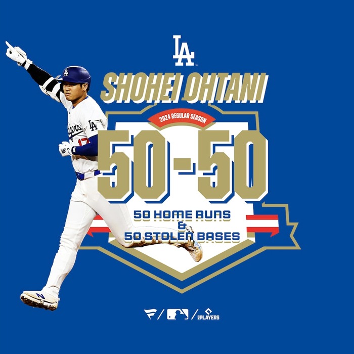 Fanatics �ե��ʥƥ����� T����� ��ë��ʿ 50-50 Club ã����ǰT����� ��� MLB �᥸�㡼�꡼�� �����󥼥륹���ɥ��㡼�� DODGERS ML01-24FW-0004 S-XL �ۥ磻�� �֥롼 ��ñ�ʹ����ξ��ϥ᡼����ȯ����