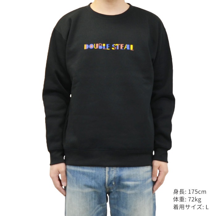 DOUBLE STEAL ���֥륹�ƥ����� �������å� COLORFUL LOGO SWEATSHIRT ���롼�ͥå� �ȥ졼�ʡ� �ե꡼�� Ĺµ �ȥåץ� ��� M-XL �֥�å� ���졼 904-14067 ������̵���ۡڥ������