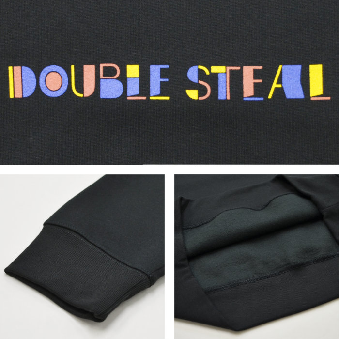 DOUBLE STEAL ���֥륹�ƥ����� �������å� COLORFUL LOGO SWEATSHIRT ���롼�ͥå� �ȥ졼�ʡ� �ե꡼�� Ĺµ �ȥåץ� ��� M-XL �֥�å� ���졼 904-14067 ������̵���ۡڥ������