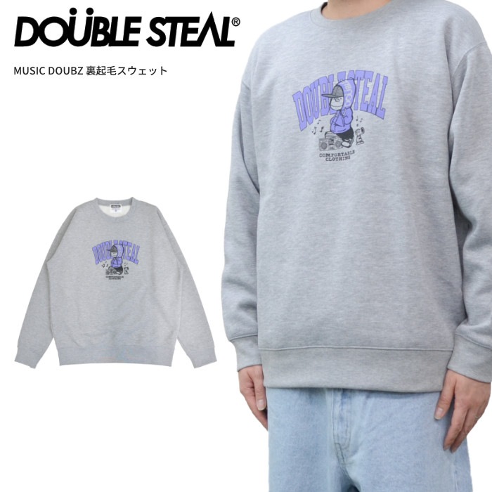DOUBLE STEAL ���֥륹�ƥ����� �������å� MUSIC DOUBZ SWEATSHIRT ���롼�ͥå� �ȥ졼�ʡ� �ե꡼�� Ĺµ �ȥåץ� ��� M-XL ���졼 924-14055 ������̵���ۡڥ������