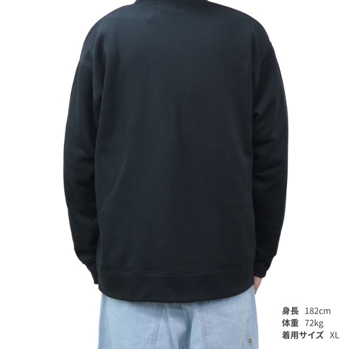 DOUBLE STEAL ���֥륹�ƥ����� �������å� STICKER LOGO SWEATSHIRT ���롼�ͥå� �ȥ졼�ʡ� �ե꡼�� Ĺµ �ȥåץ� ��� M-XL �֥�å� 924-14054 ������̵���ۡڥ������