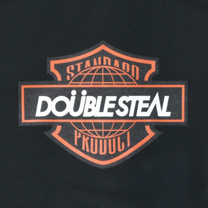 DOUBLE STEAL ���֥륹�ƥ����� �������å� STICKER LOGO SWEATSHIRT ���롼�ͥå� �ȥ졼�ʡ� �ե꡼�� Ĺµ �ȥåץ� ��� M-XL �֥�å� 924-14054 ������̵���ۡڥ������