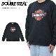 DOUBLE STEAL ���֥륹�ƥ����� �������å� STICKER LOGO SWEATSHIRT ���롼�ͥå� �ȥ졼�ʡ� �ե꡼�� Ĺµ �ȥåץ� ��� M-XL �֥�å� 924-14054 ������̵���ۡڥ������