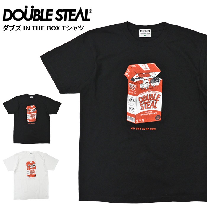 DOUBLE STEAL ���֥륹�ƥ����� T����� Doubz In The Box S/S T-SHIRT TEE Ⱦµ ���åȥ��� �ȥåץ� ��� �ۥ磻�� L-XXL 933-14023 ��ñ�ʹ����ξ��ϥ᡼����ȯ���ۡ�����̵���ۡڥ������