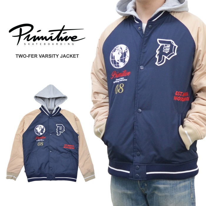 PRIMITIVE ץߥƥ 㥱å TWO-FER VARSITY JACKET ॸ㥱å ʥ󥸥㥱å   ֥륾  M-XL ͥӡ ̵