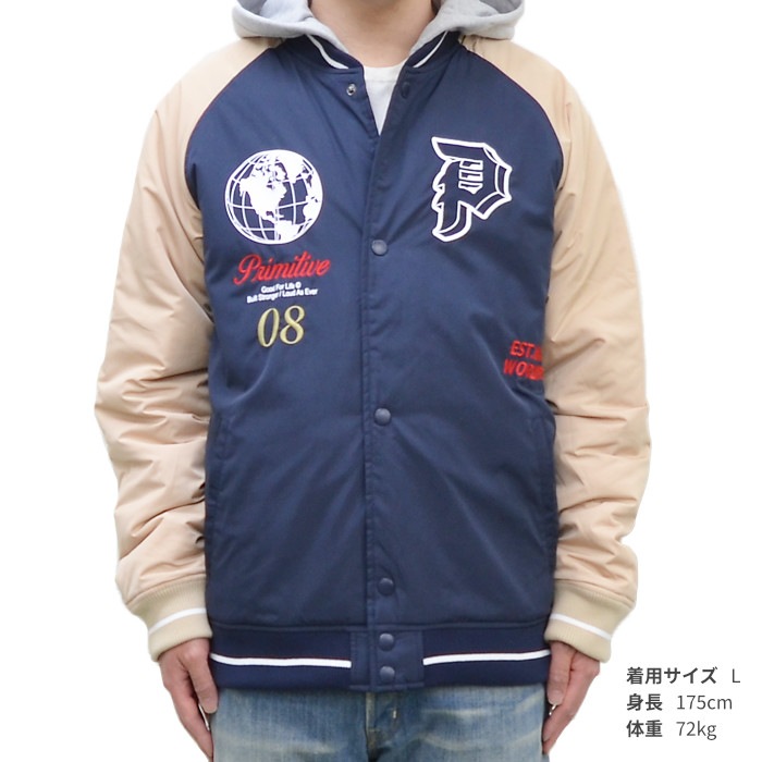 PRIMITIVE ץߥƥ 㥱å TWO-FER VARSITY JACKET ॸ㥱å ʥ󥸥㥱å   ֥륾  M-XL ͥӡ ̵