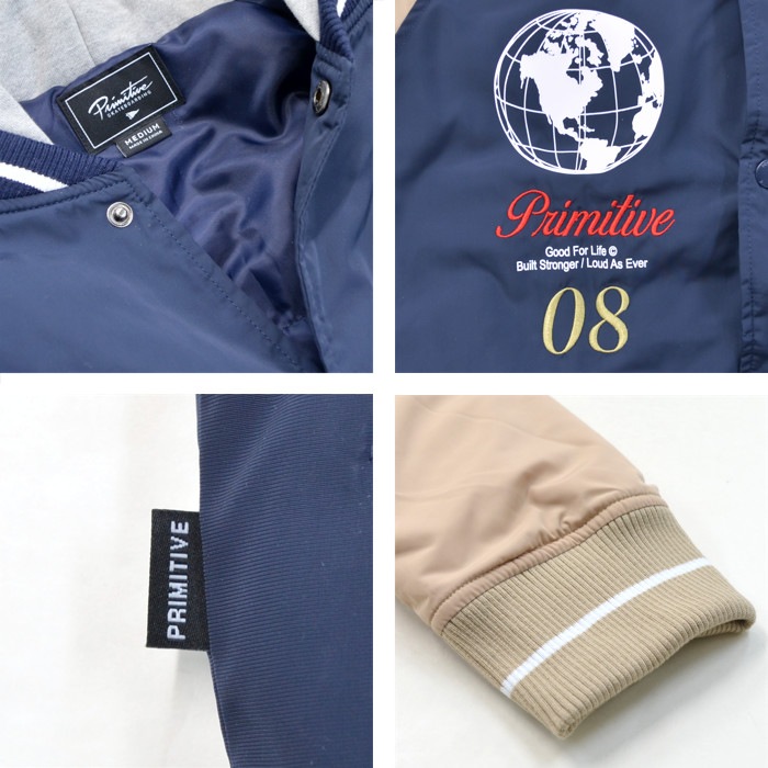 PRIMITIVE ץߥƥ 㥱å TWO-FER VARSITY JACKET ॸ㥱å ʥ󥸥㥱å   ֥륾  M-XL ͥӡ ̵