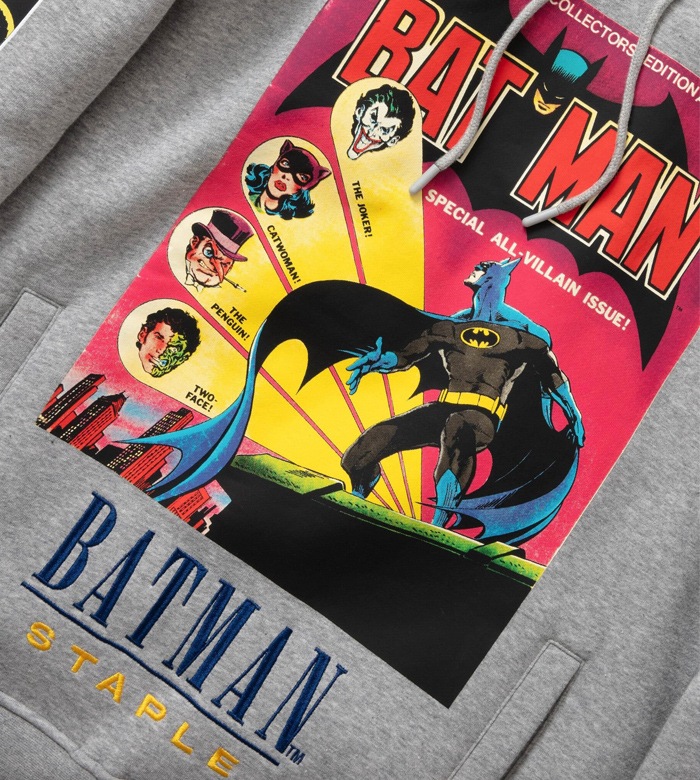 STAPLE �� BATMAN ���ƥ��ץ� �� �Хåȥޥ� �ѡ����� BATMAN PANEL HOODIE �ץ륪���С� �ѡ����� �������å� �ե꡼�� ���졼 L-2XL 2209H10834 ������̵���ۡڥ������