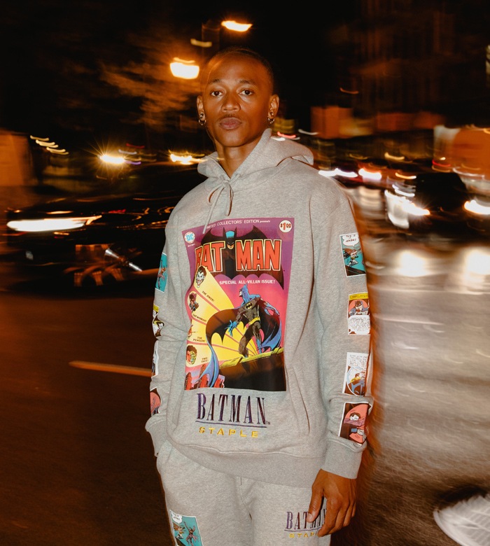 STAPLE �� BATMAN ���ƥ��ץ� �� �Хåȥޥ� �ѡ����� BATMAN PANEL HOODIE �ץ륪���С� �ѡ����� �������å� �ե꡼�� ���졼 L-2XL 2209H10834 ������̵���ۡڥ������