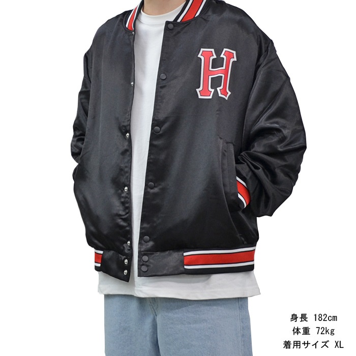 HUF ϥ 㥱å CRACKERJACK SATIN BASEBALL JACKET ॸ㥱å  ƥ ١ܡ른㥱å  ֥륾  M-XL ֥å JK00372 ̵