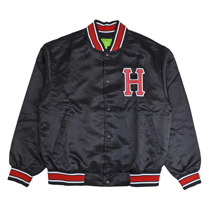 HUF ϥ 㥱å CRACKERJACK SATIN BASEBALL JACKET ॸ㥱å  ƥ ١ܡ른㥱å  ֥륾  M-XL ֥å JK00372 ̵