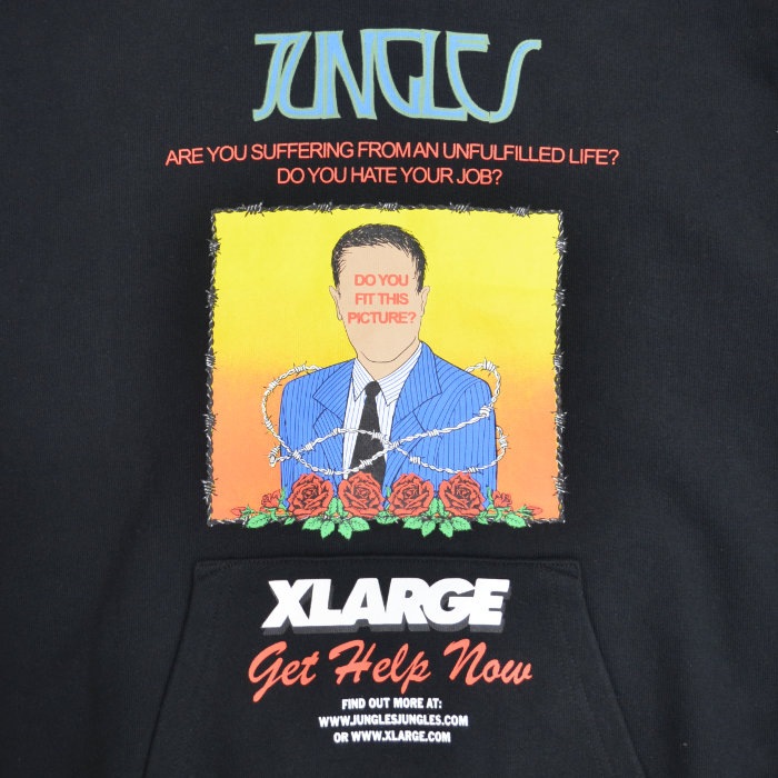 XLARGE �� JUNGLES �������ȥ�顼�� �� ����󥰥륺 �ѡ����� DO YOU FIT THIS PICTURE PULLOVER HOODED SWEAT �ץ륪���С��ѡ����� �������å� �ե꡼�� S-XL �֥�å� �ۥ磻�� 101203012015 ������̵���ۡڥ������