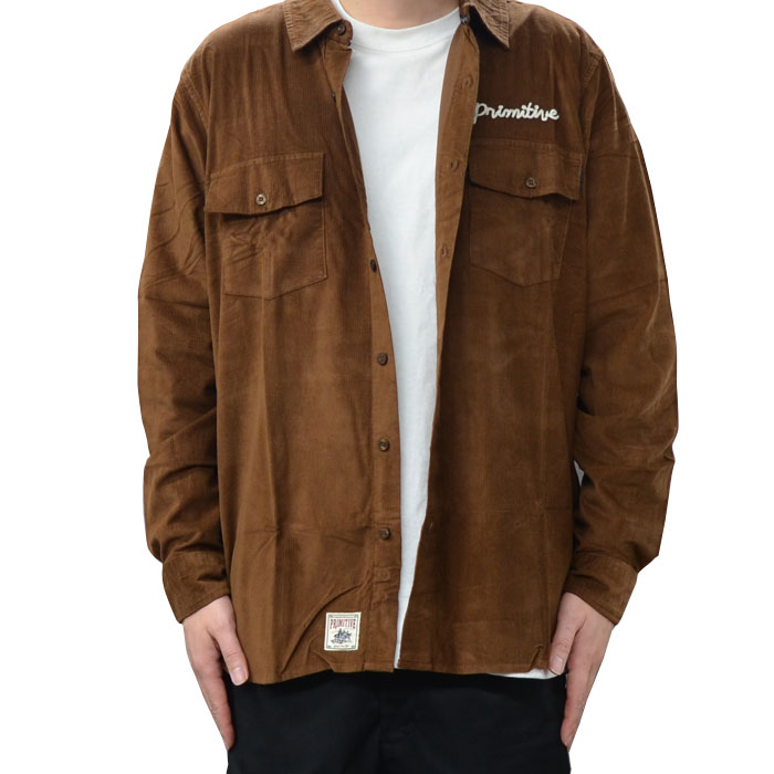 PRIMITIVE �ץ�ߥƥ��� ����� DE SOTO WOVEN SHIRTS �����ǥ���� �������� �����奢�륷��� Ĺµ ��� M-XL �֥饦�� ������̵����