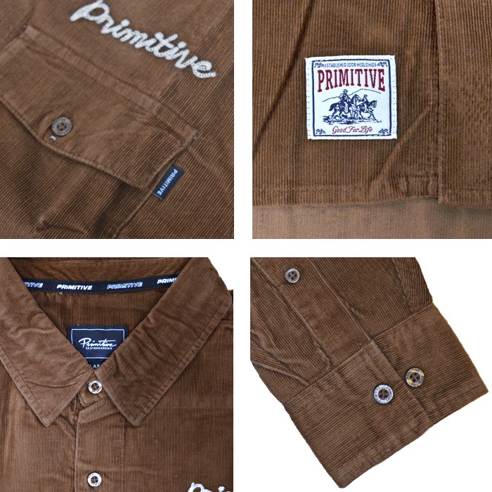 PRIMITIVE �ץ�ߥƥ��� ����� DE SOTO WOVEN SHIRTS �����ǥ���� �������� �����奢�륷��� Ĺµ ��� M-XL �֥饦�� ������̵����